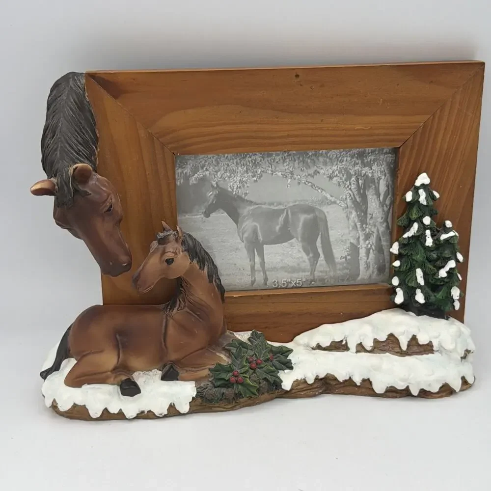 Popular 3.5x 5 3-D Christmas Horse Resin Photo Frame Western Cowboy Tabletop